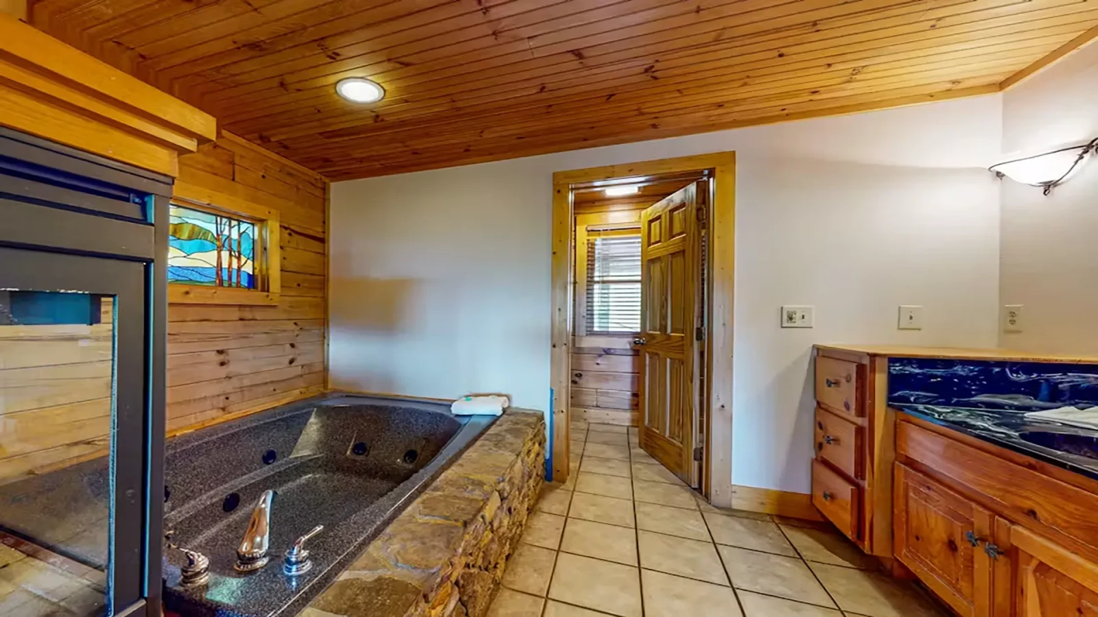 King Suite featuring a romantic gas fireplace.
