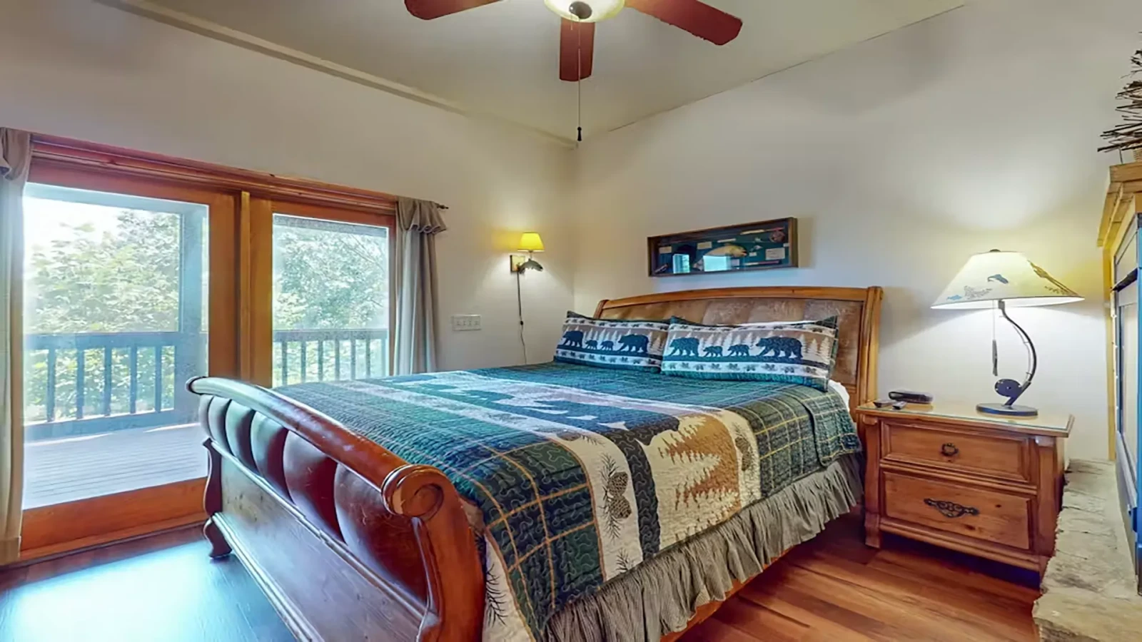 Whatch tv from your king bed in the Smokies.