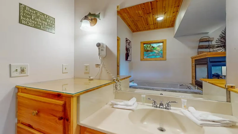 Cabin rentals large sink area in bedroom suite 2.