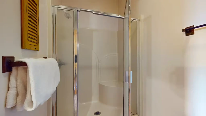 Cabin shower in bedroom suite 2.