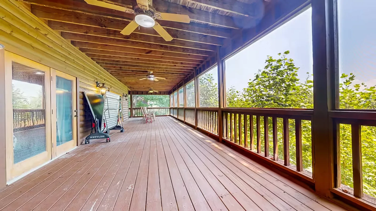 Play ping-pong outdoors under your cabin's covered porch.
