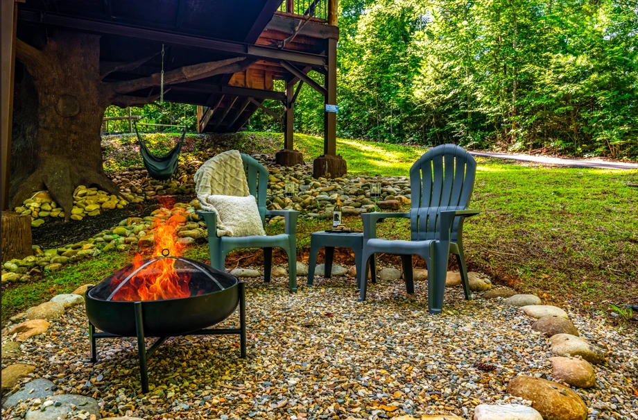 your private firepit surrounded by the beauty of tennessee.