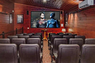 theater room at cabin