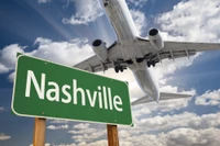 Nashville airport sign and plane