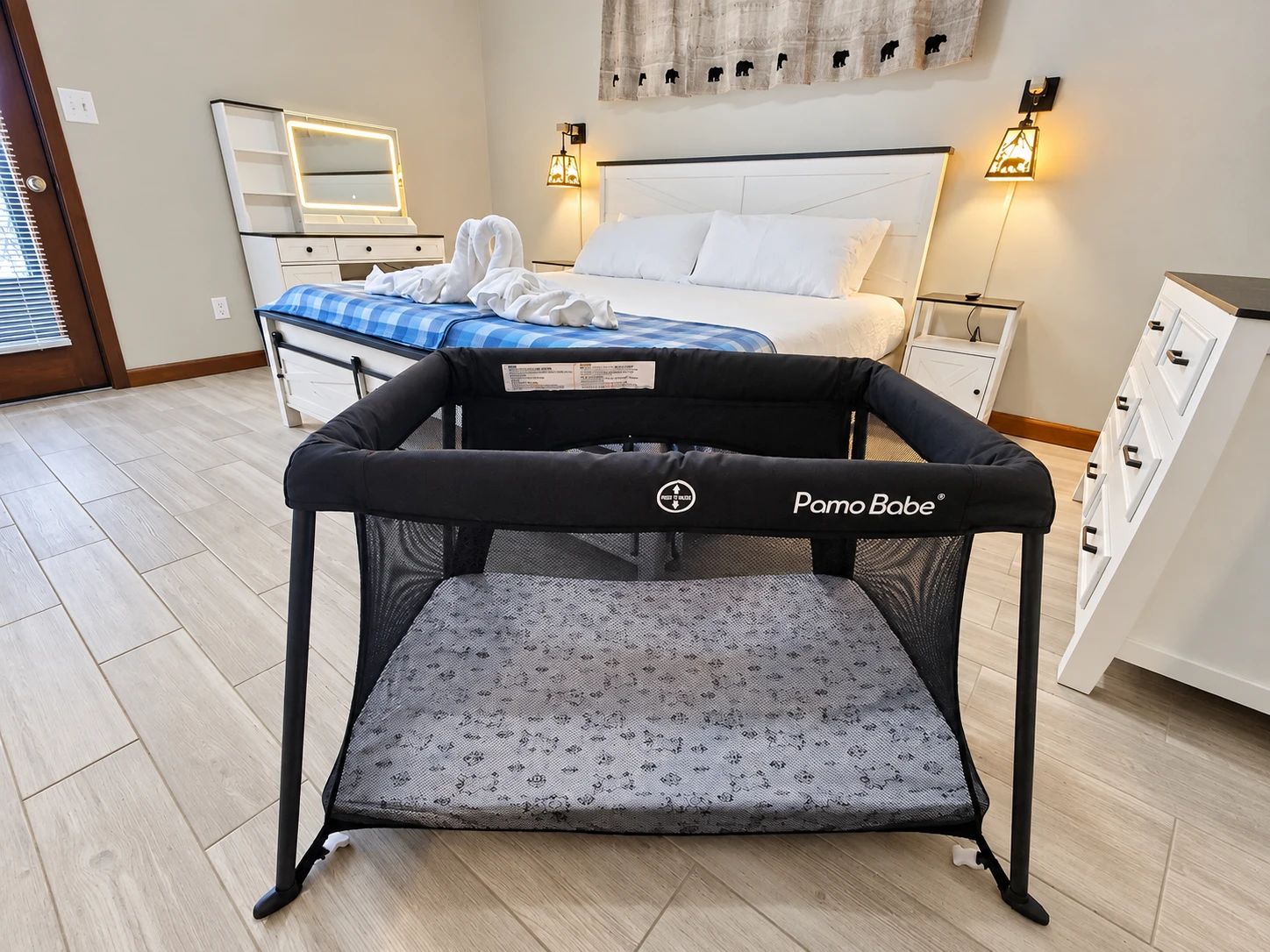 Portable "pack-n-play" crib provided for our guests at Gatlinburg Landing