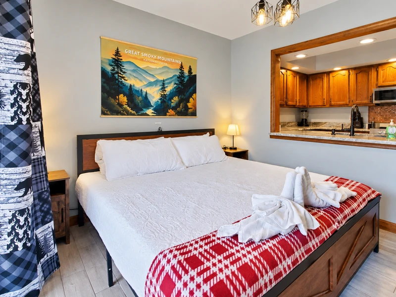 Additional sleeping area with king size bed at Gatlinburg Landing