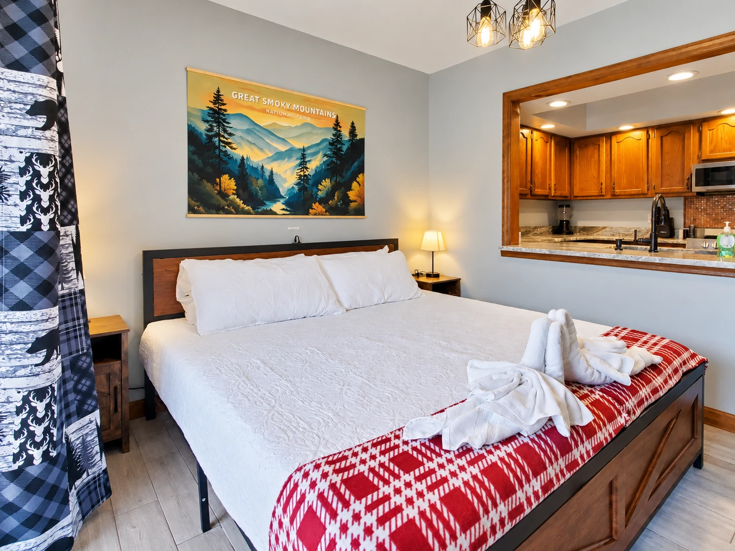Additional sleeping area with king size bed at Gatlinburg Landing