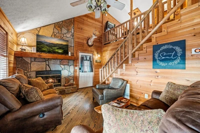 Stay warm and cozy by the fireplace