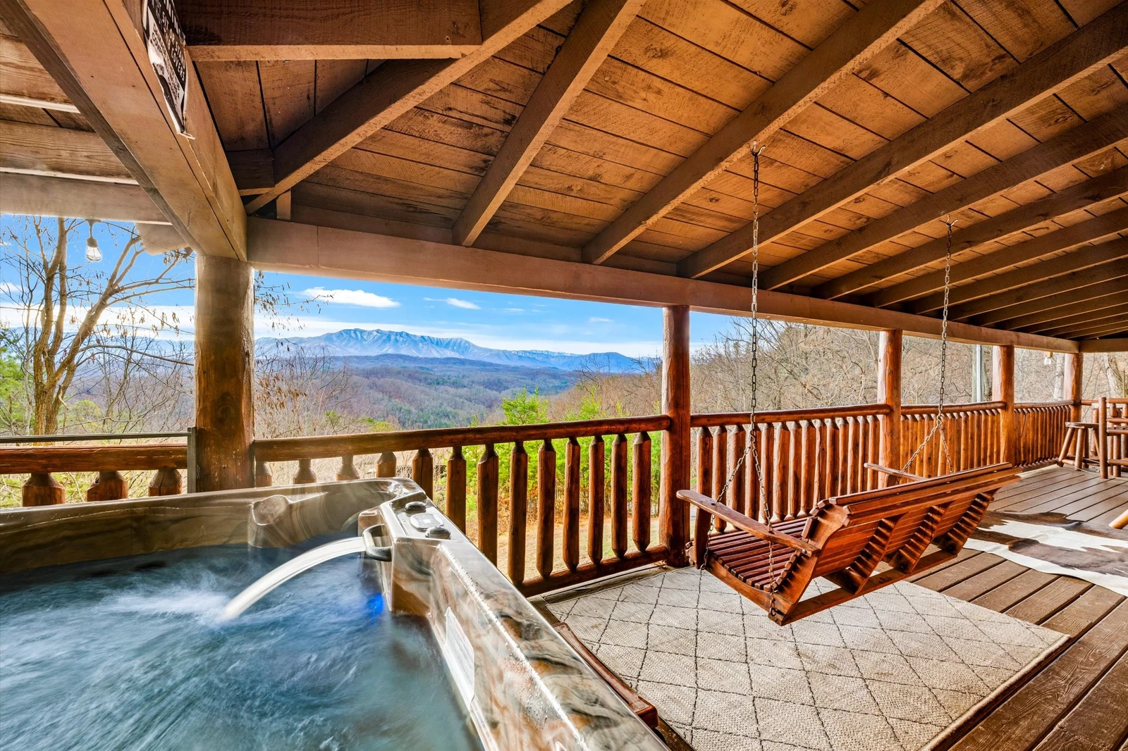 Hot tub for 6, overlooking the Smoky Mountains