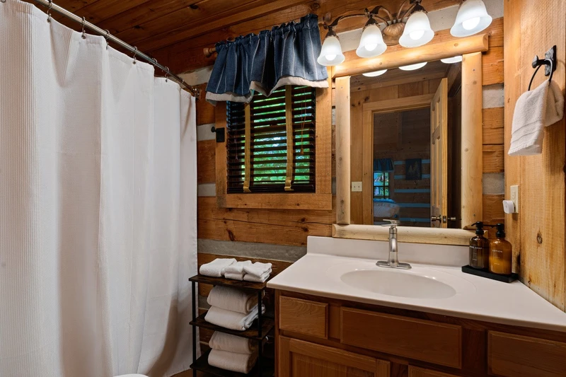 Bathroom at Nestled Oaks cabin