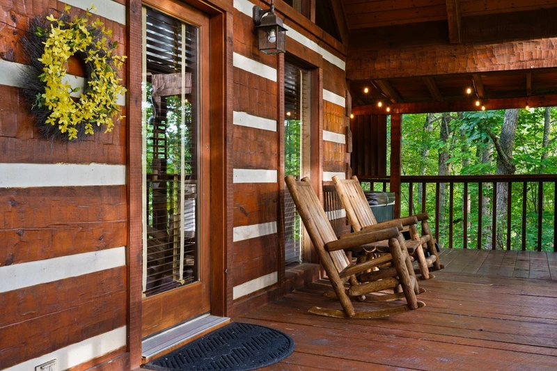 Rocking chairs on the Nestled Oaks deck