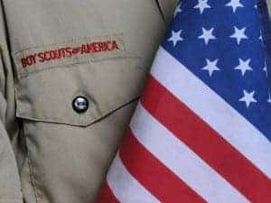 Boy scout uniform with American flag