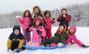 Group of kids playing in the snow