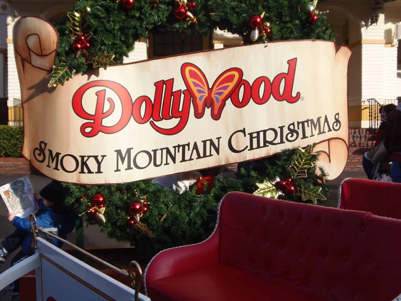 Smoky Mountain Christmas at Dollywood sign