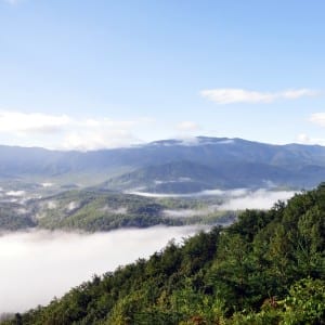 Smoky fog hanging over the Great Smoky Mountains