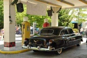 classic gar at gas station in Dollywood