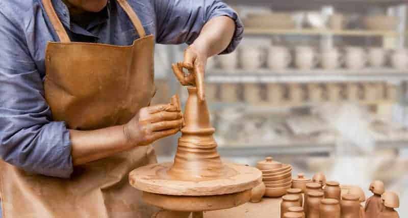 Man making ceramics