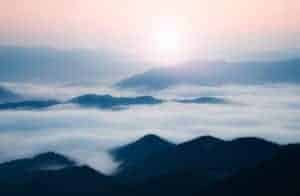 Fog covering the Smoky Mountains on a misty morning