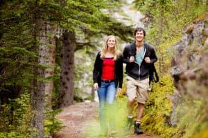 man and woman hiking in the Smoky Mountains