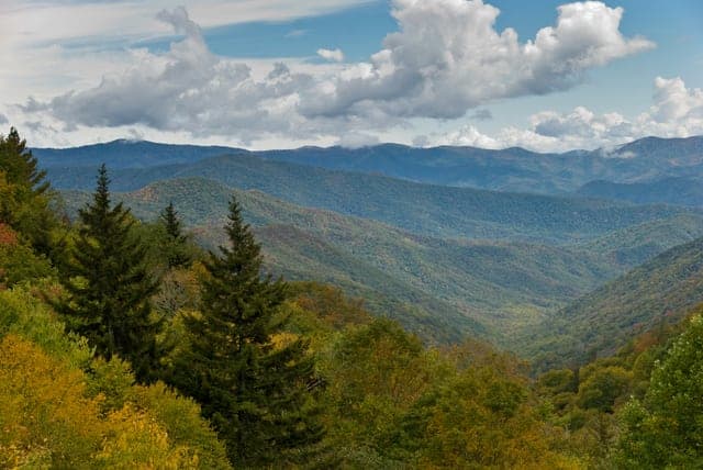 scenic Smoky Mountain view in summer