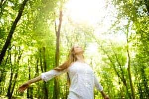 woman enjoying the summer weather in the Smoky Mountains