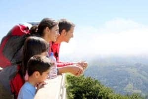 family looking out at Great Smoky Mountains National Park