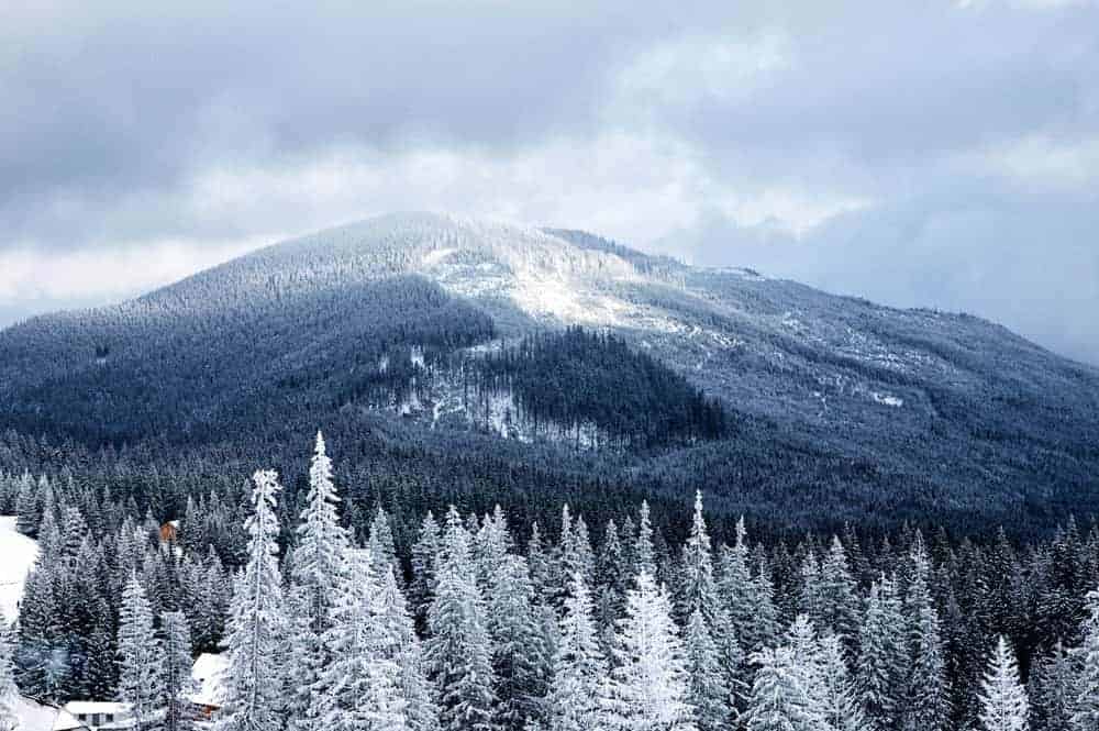 Winter mountains in the valley