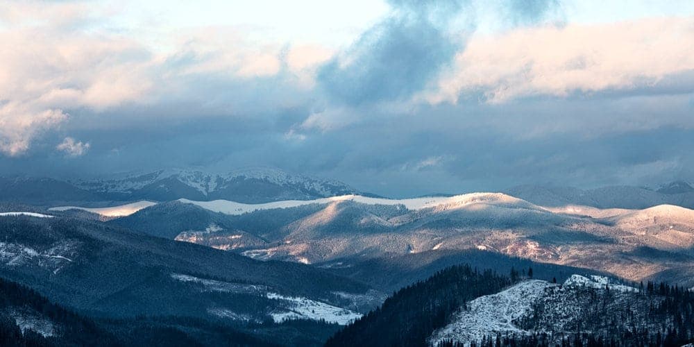 View of the mountains in the winter