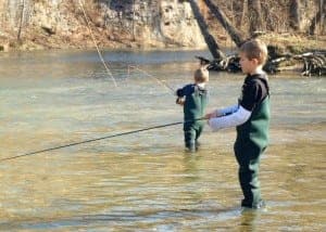 children fishing in Wears Valley