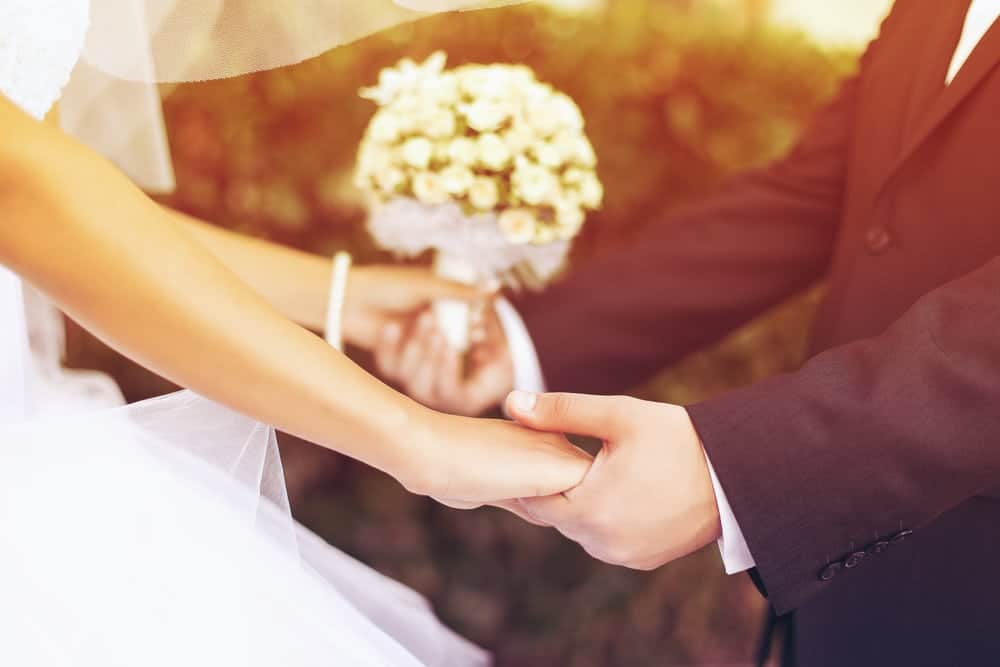 couple getting married in wedding chapel in Wears Valley