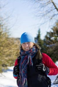 person hiking in the Smoky Mountains in snow