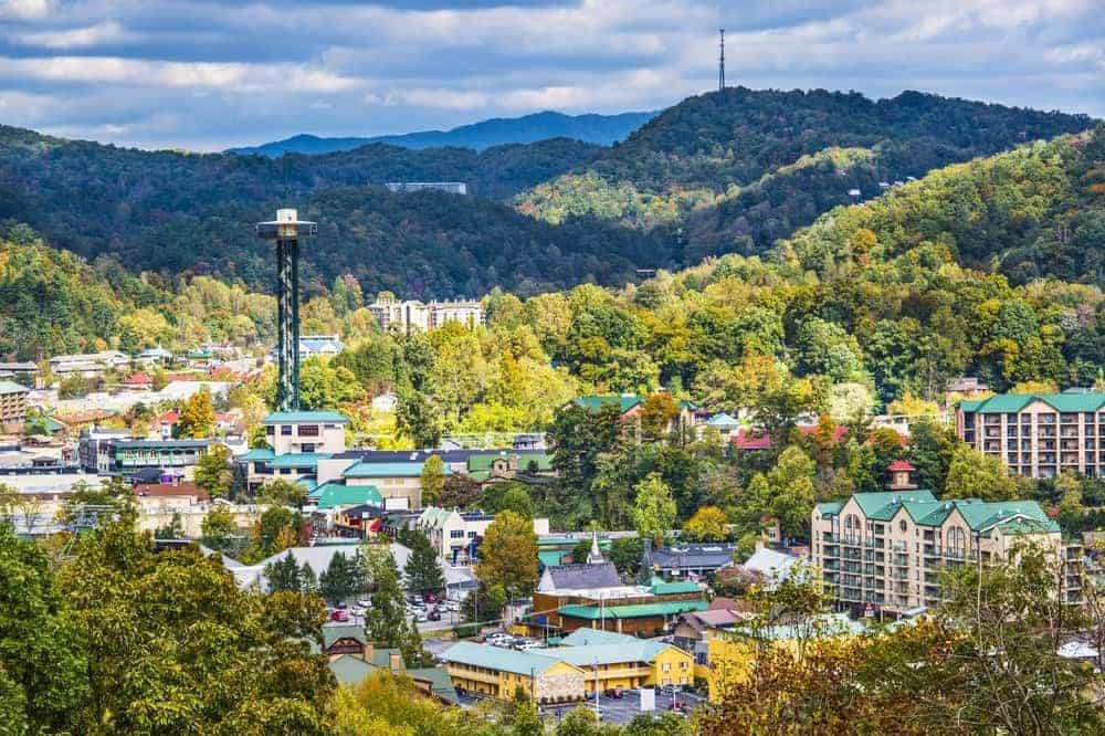 View of the sun shining in Gatlinburg TN