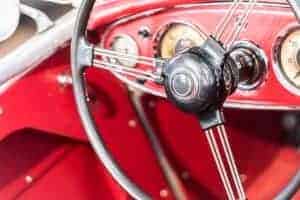 Red interior of a vintage car