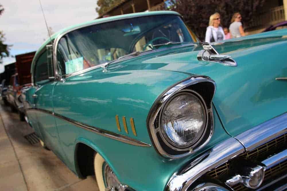 Vintage blue car at a car show in Pigeon Forge