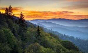Beautiful view of the Smoky Mountains in the morning