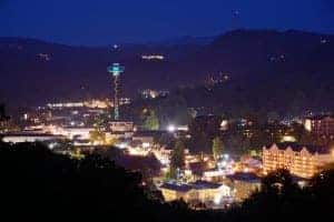 Nighttime view of Gatlinburg TN