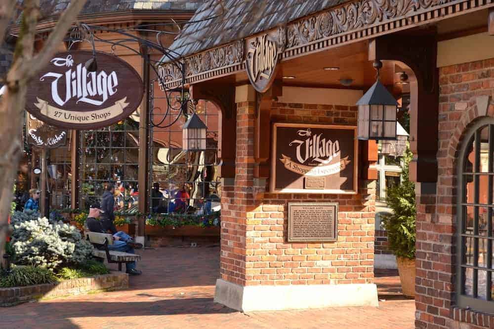 Sign of Village Shops in Gatlinburg