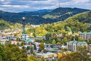 Aerial view of the Gatlinburg TN Parkway