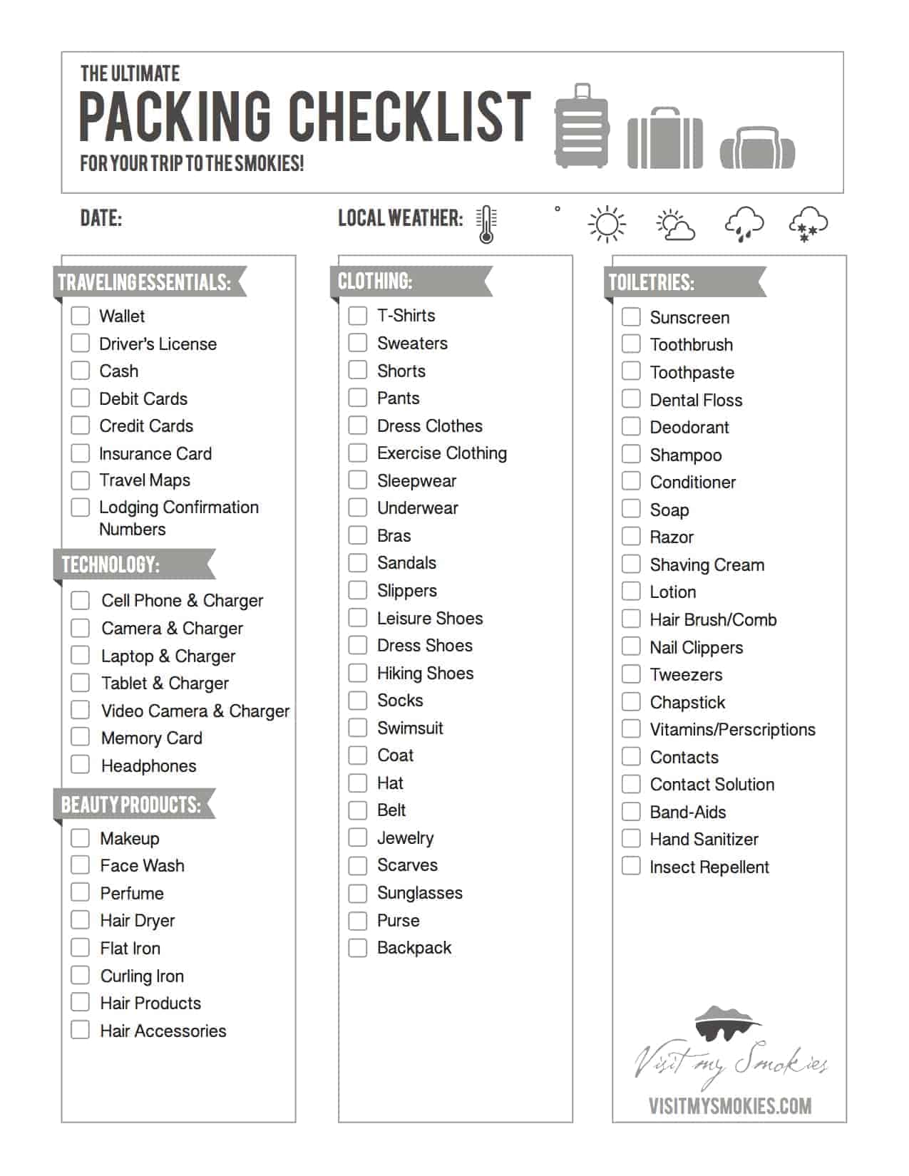 Ultimate Road Trip Packing List w/Printable Checklist