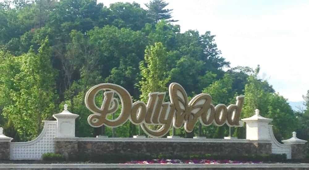 New sign outside of Dollywood amusement park in Pigeon Forge