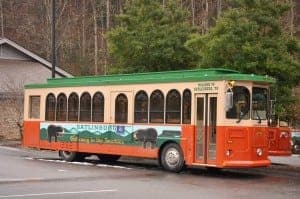 Red Gatlinburg trolley