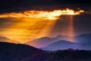 Sunrise over the Smoky Mountains.