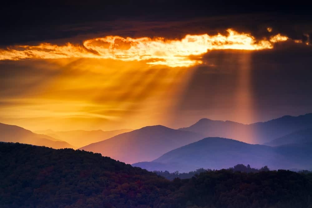 sunrise over the Smoky Mountains