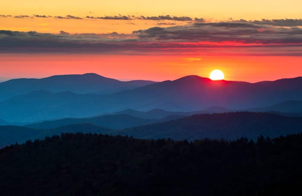 sunset in the Smoky Mountains