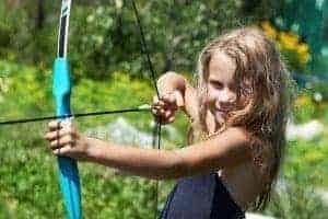 Little girl practicing Laporte Archery, one of the new things to do in Wears Valley TN.