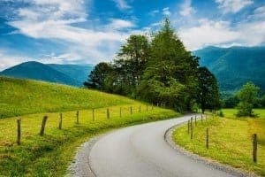 Paved trail in Cades Cove at one of the best national parks in USA.