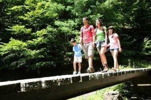 family hiking in the Smoky Mountains