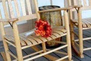 rocking chair on front porch at Smoky Mountains bed and breakfast