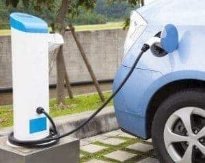 Electric car charging at a Great Smoky Mountains National Park visitor center.