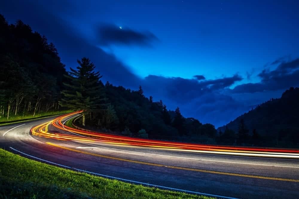 Pictures of the Smoky Mountains and Newfound Gap road at night